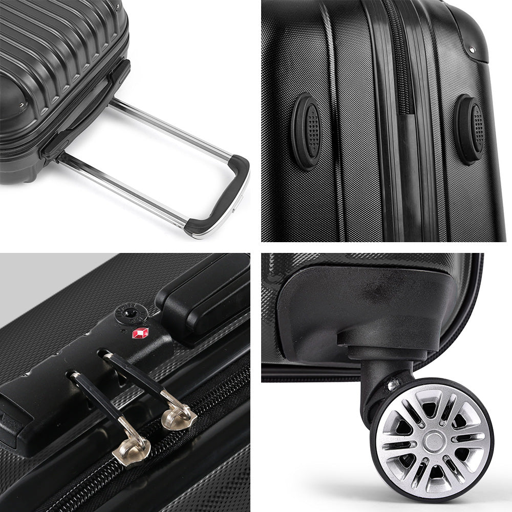 Wanderlite 24" Black Hard Shell Luggage Case with TSA Lock & Spinner Wheels - SuperSaverAU - view 7