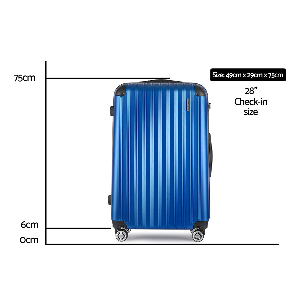 Wanderlite 28" Blue Hard Shell Luggage Case with TSA Lock & Spinner Wheels - SuperSaverAU - view 2