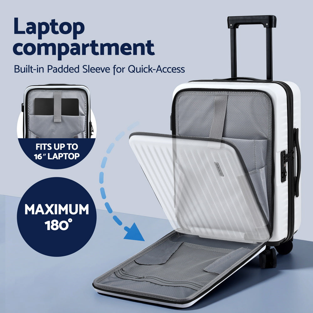 Wanderlite 20" Carry-On Luggage with Front Pocket, Laptop Compartment, Dual TSA Locks - SuperSaverAU - view 4