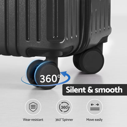 Wanderlite 2pcs Trunk Luggage Suitcase Travel Carry On TSA Lock 12" 20" Black