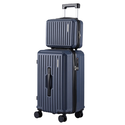 Wanderlite 2pcs Trunk Luggage Set 12" 20" Navy with TSA Lock & 360° Spinner Wheels - SuperSaverAU - view 1