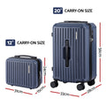 Wanderlite 2pcs Trunk Luggage Set 12" 20" Navy with TSA Lock & 360° Spinner Wheels - SuperSaverAU - view 2
