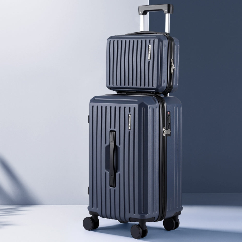 Wanderlite 2pcs Trunk Luggage Set 12" 20" Navy with TSA Lock & 360° Spinner Wheels - SuperSaverAU - view 6