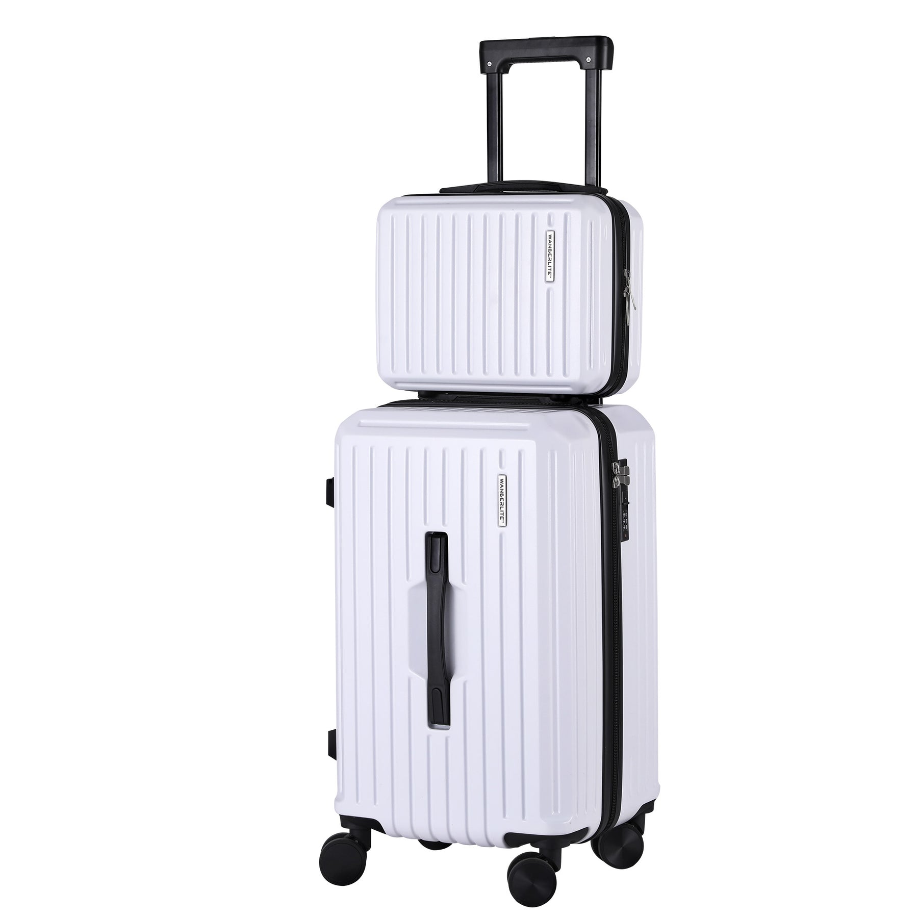 Wanderlite Trunk Luggage Set – White 12 & 20 Inch with TSA Lock