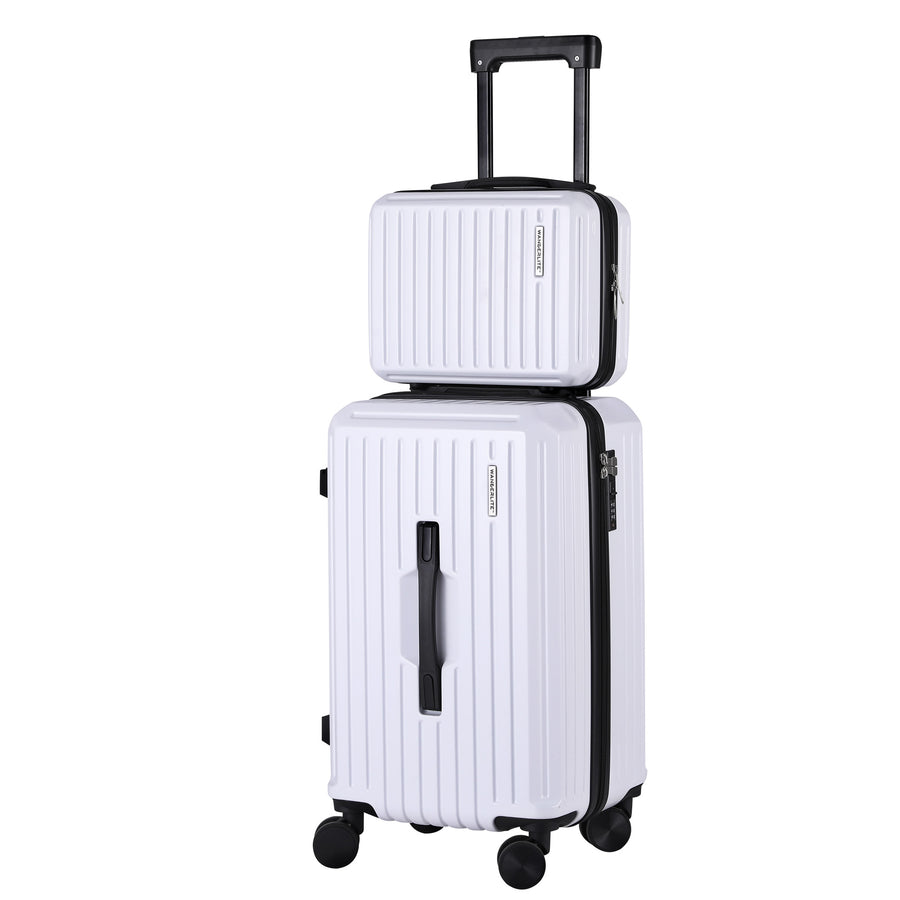 Wanderlite Trunk Luggage Set – White 12 & 20 Inch with TSA Lock