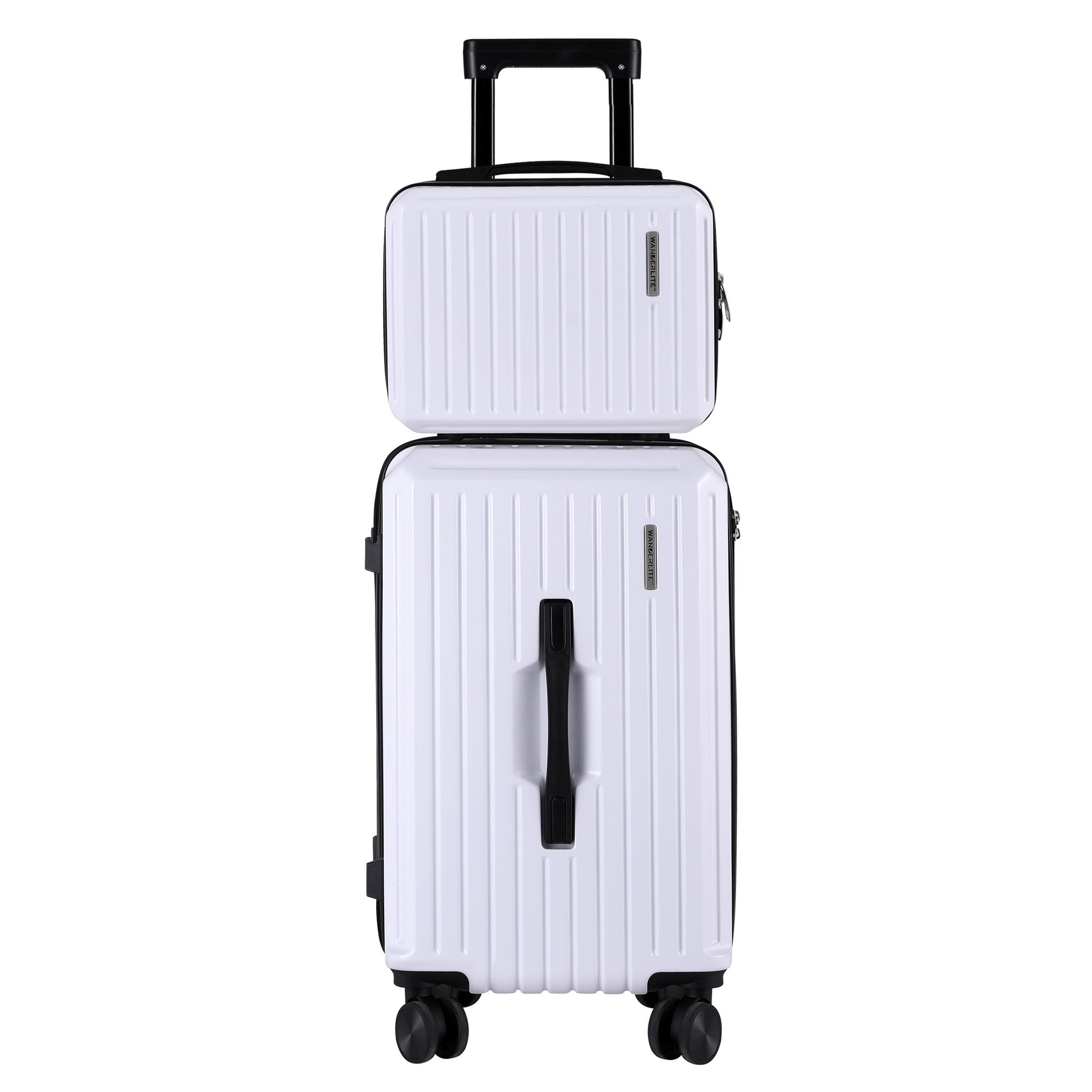 Wanderlite Trunk Luggage Set – White 12 & 20 Inch with TSA Lock