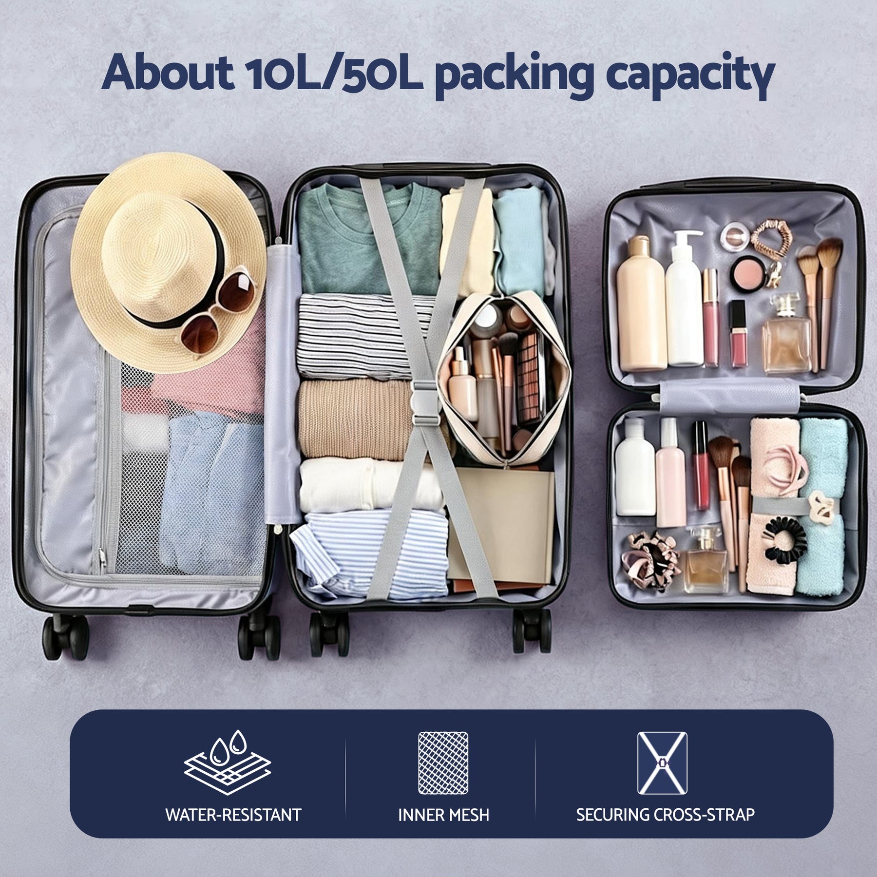 Wanderlite Trunk Luggage Set – White 12 & 20 Inch with TSA Lock
