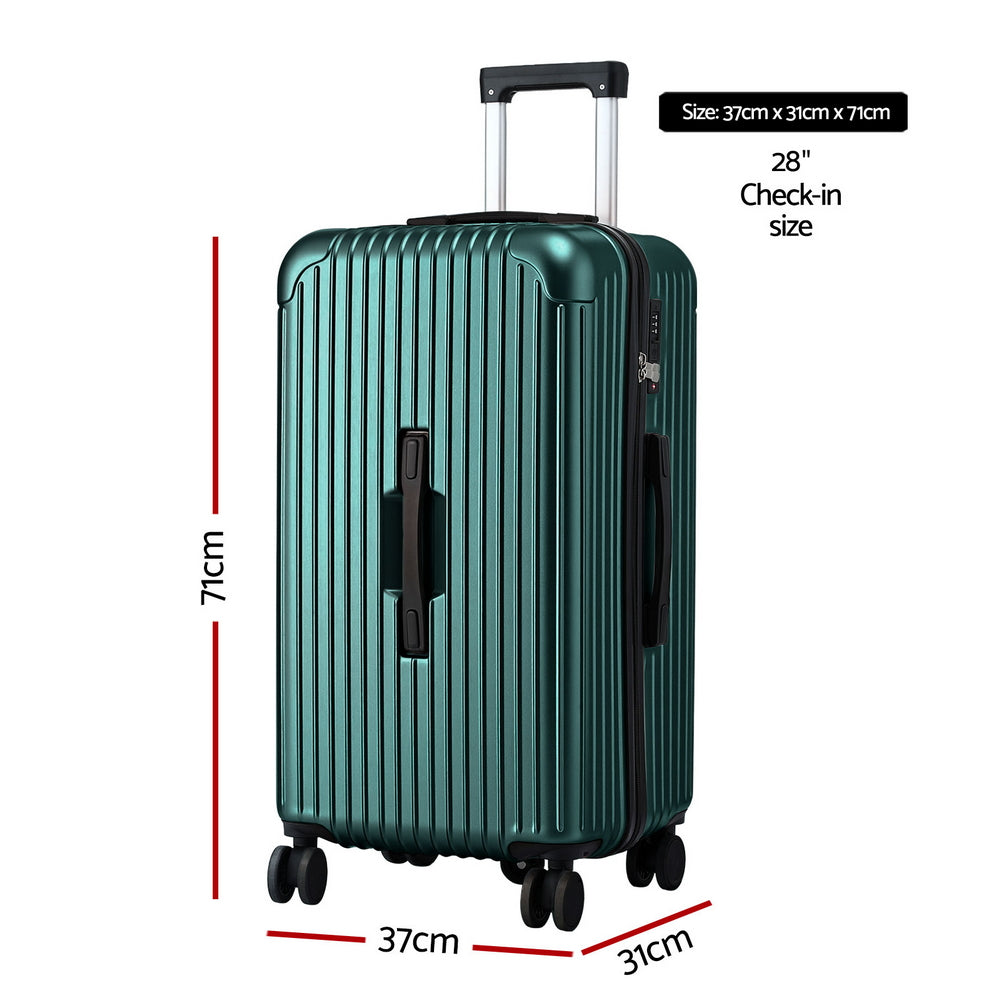 Wanderlite 28 Inch Trunk Suitcase – Green with Type-C Port & TSA Lock