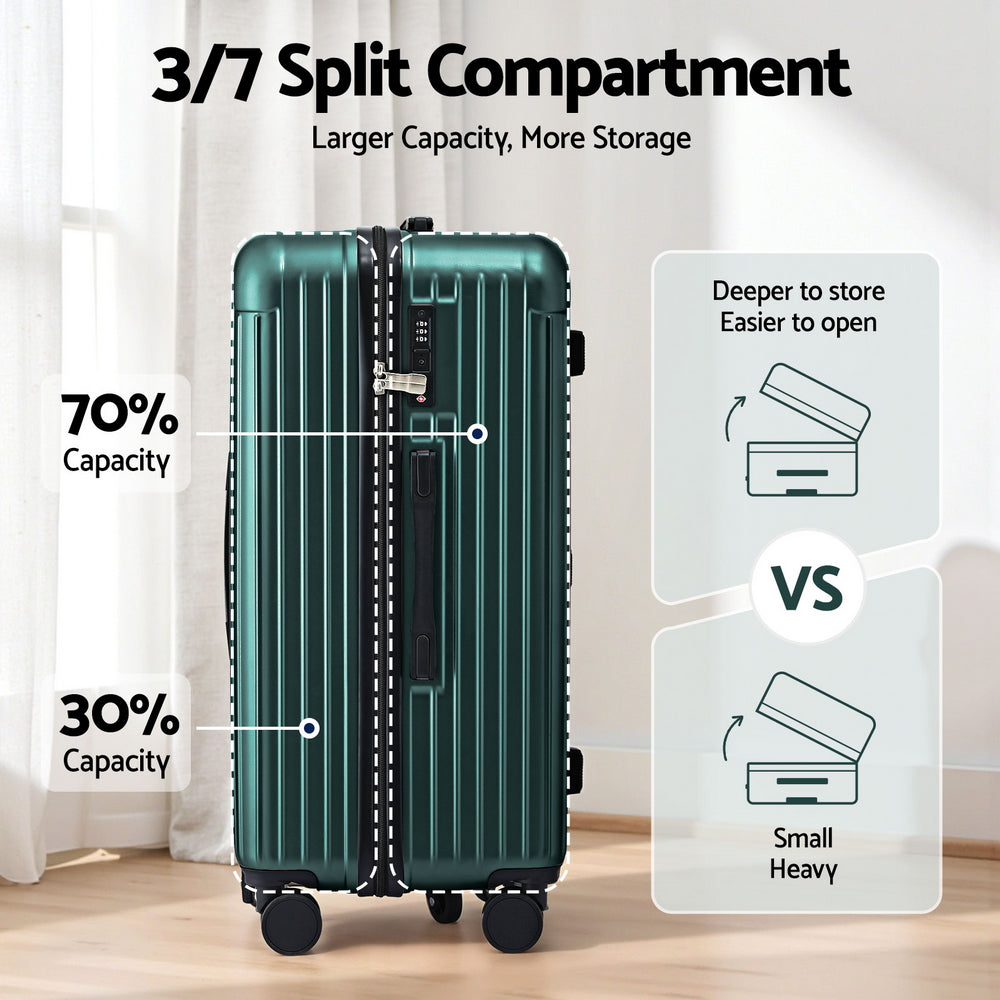 Wanderlite 28 Inch Trunk Suitcase – Green with Type-C Port & TSA Lock