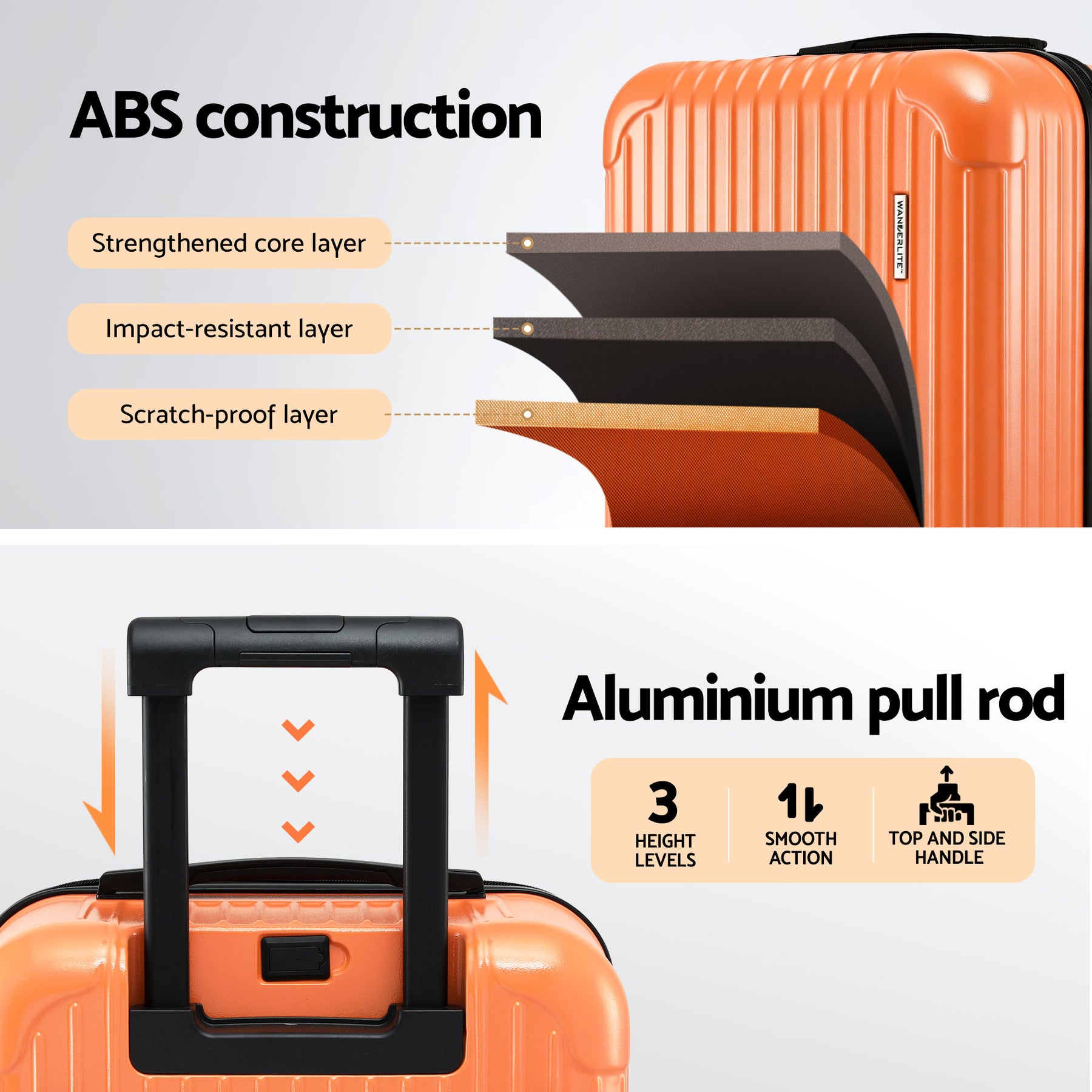 Wanderlite 28 Inch Trunk Luggage – Orange 90L, TSA Lock & Type-C Port
