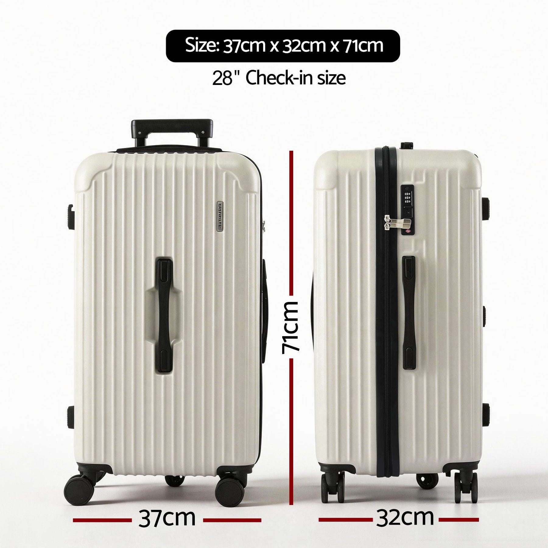 Wanderlite 28 Inch Trunk Luggage – Smoky White, TSA Lock & Type-C Port, 90L