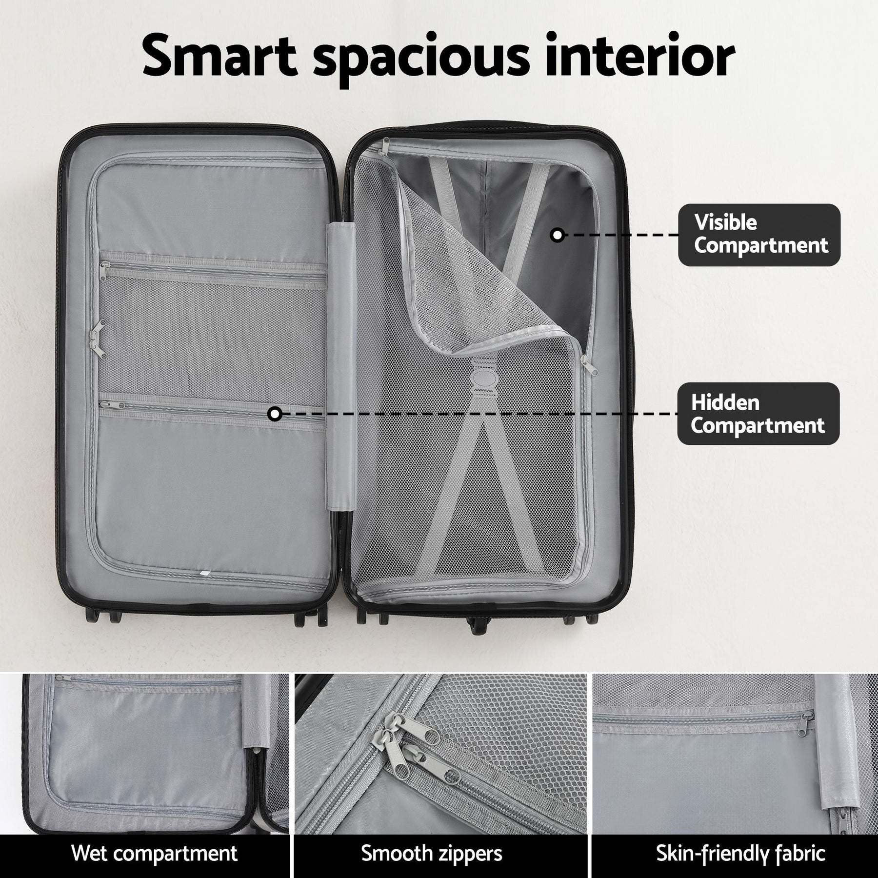 Wanderlite 28 Inch Trunk Luggage – Smoky White, TSA Lock & Type-C Port, 90L