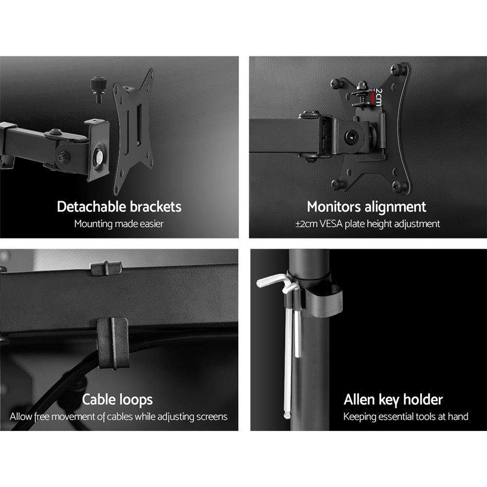 Artiss Monitor Arm Dual Desk Mount Screen Bracket Holder - SuperSaverAU - view 6