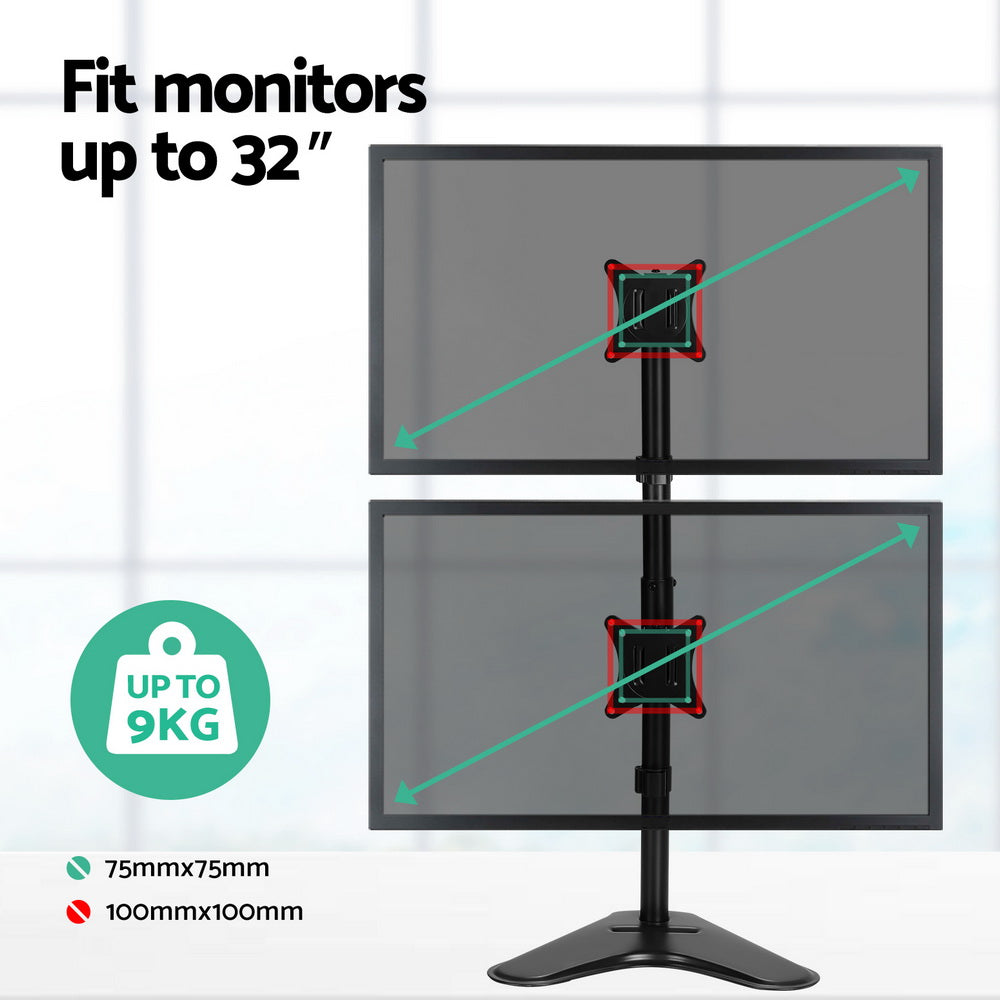 Artiss Monitor Arm Stand Dual Mount HD LED TV Bracket Holder Freestanding - SuperSaverAU - view 5
