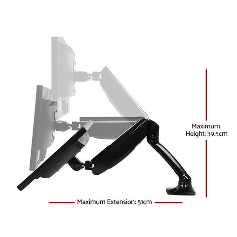 Artiss Monitor Arm Gas Spring Dual Desk Mount Screen Holder - SuperSaverAU - view 2