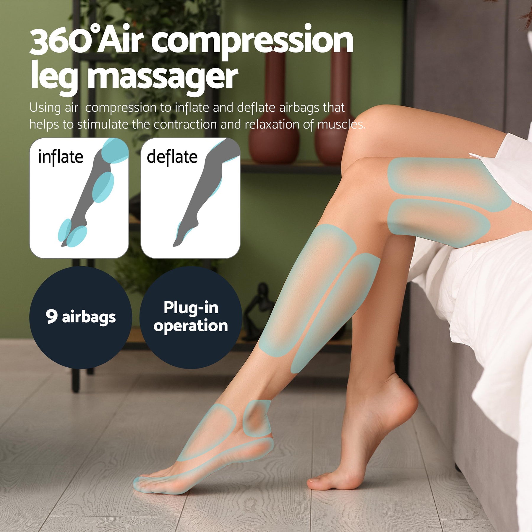 Livemor Air Compression Leg Massager and Heated Neck Back Massager Bundle
