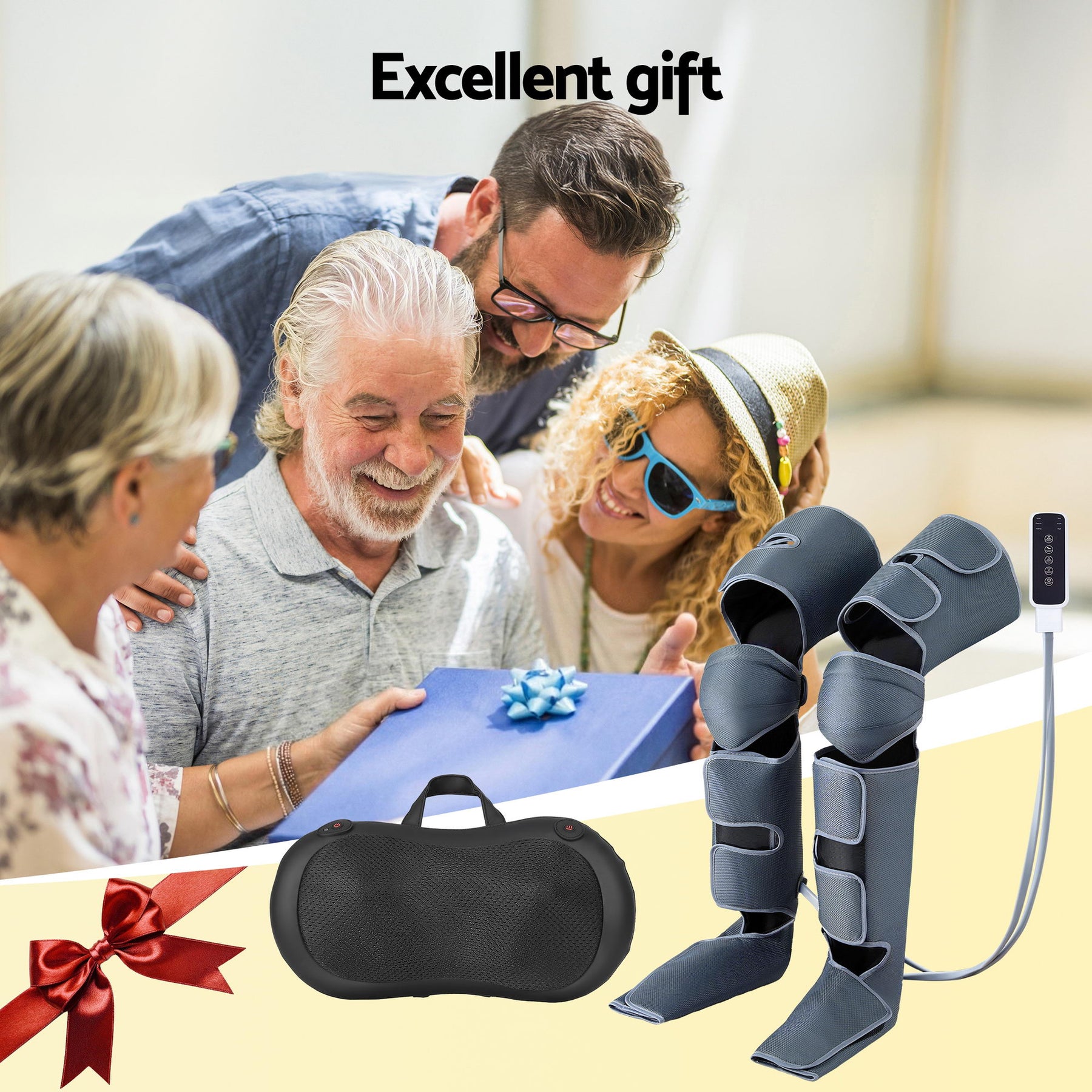 Livemor Air Compression Leg Massager and Heated Neck Back Massager Bundle