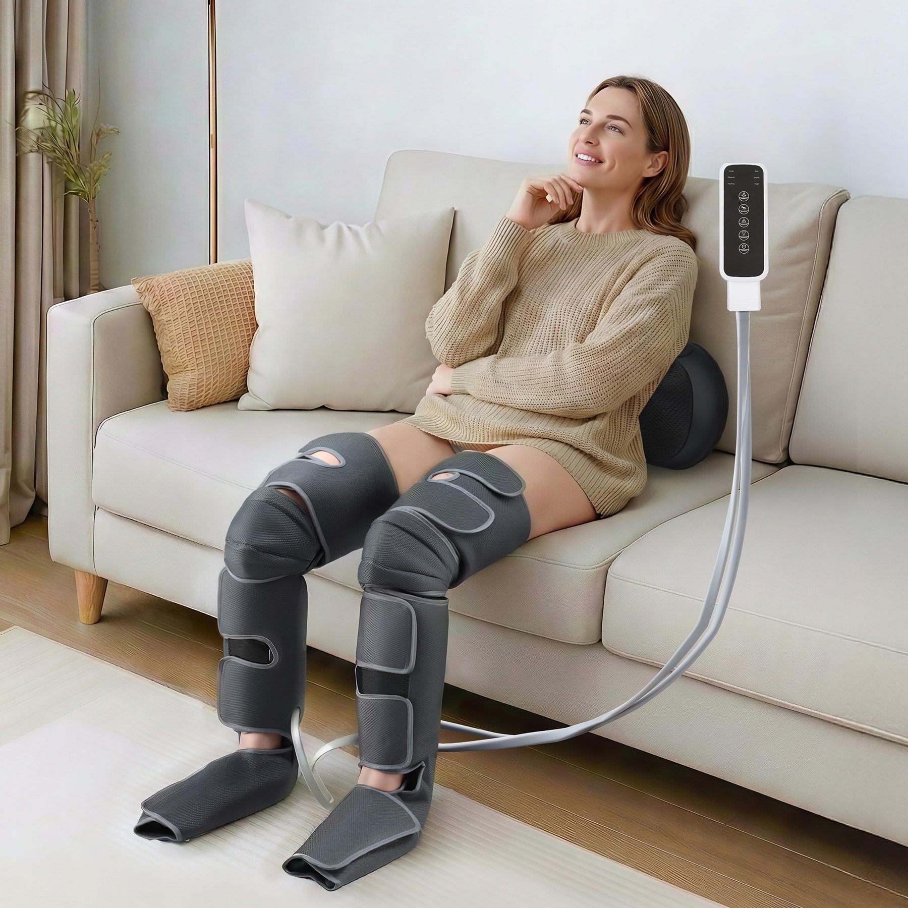 Livemor Air Compression Leg Massager and Heated Neck Back Massager Bundle