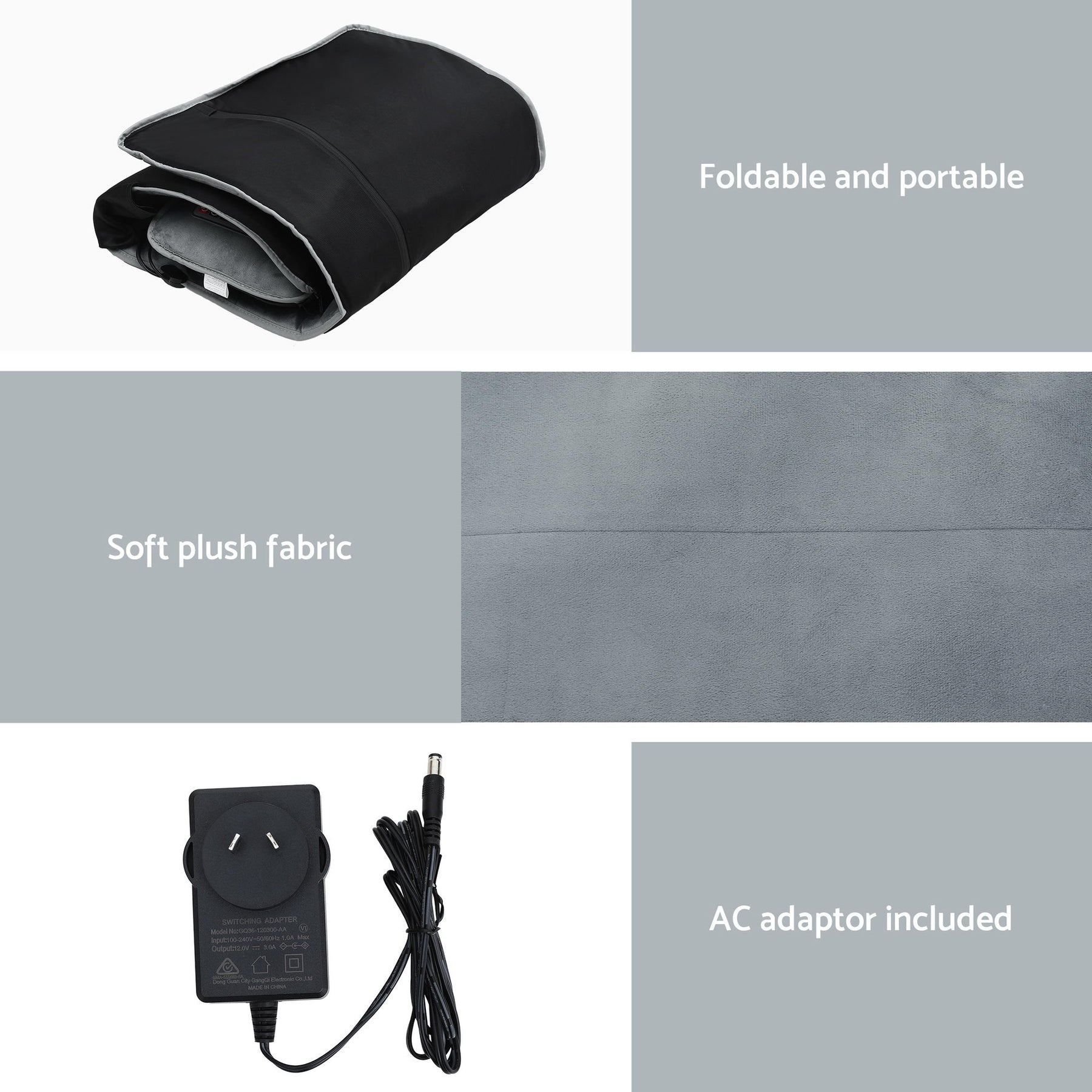 Livemor Grey 10-Node Vibration Heating Massage Mat with Neck Kneading