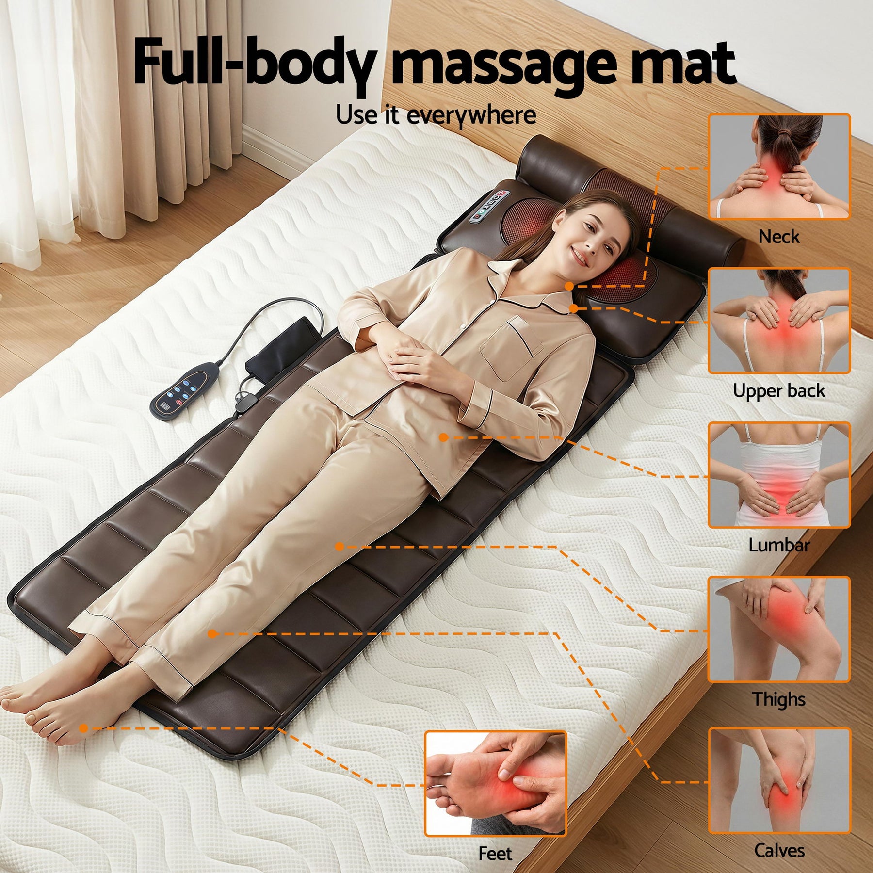 Livemor Heated Full Body Massage Mat with Neck Foot Vibration and Airbag Massage