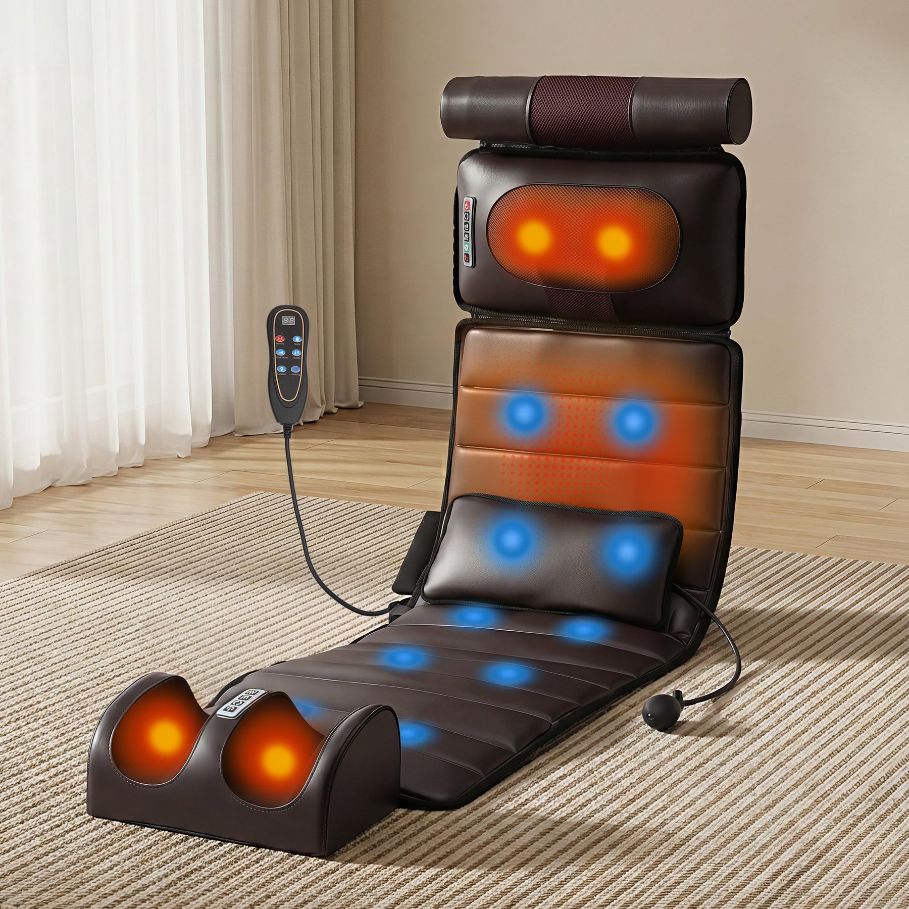 Livemor Heated Full Body Massage Mat with Neck Foot Vibration and Airbag Massage