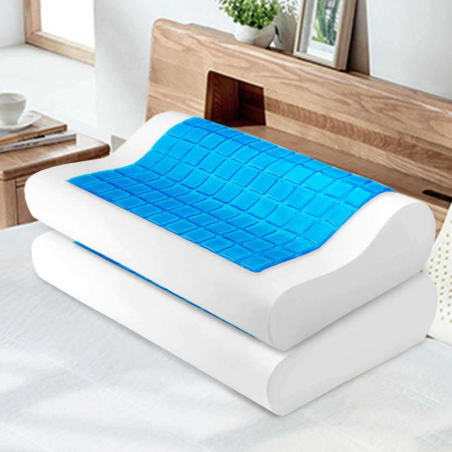 Giselle Bedding 2 x Cool Gel Top Memory Foam Pillows 50cm x 30cm x 10/8cm - SuperSaverAU - view 1