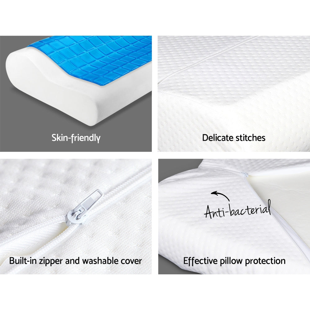 Giselle Bedding 2 x Cool Gel Top Memory Foam Pillows 50cm x 30cm x 10/8cm - SuperSaverAU - view 4