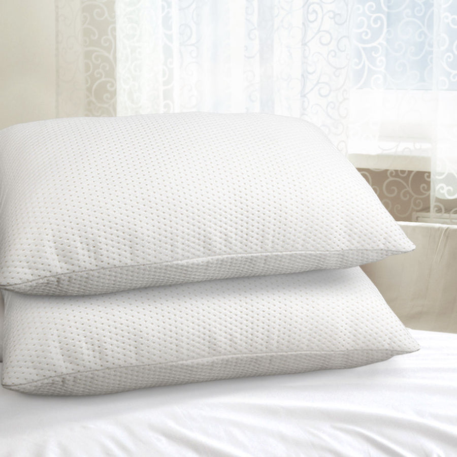 Giselle Bedding Memory Foam Pillows 70x40cm, 19cm Thick, 2 Pack, Breathable - SuperSaverAU - view 1