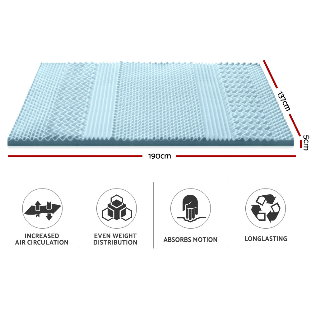 Giselle Bedding Memory Foam Mattress Topper 7-Zone 5cm Double - SuperSaverAU - view 2