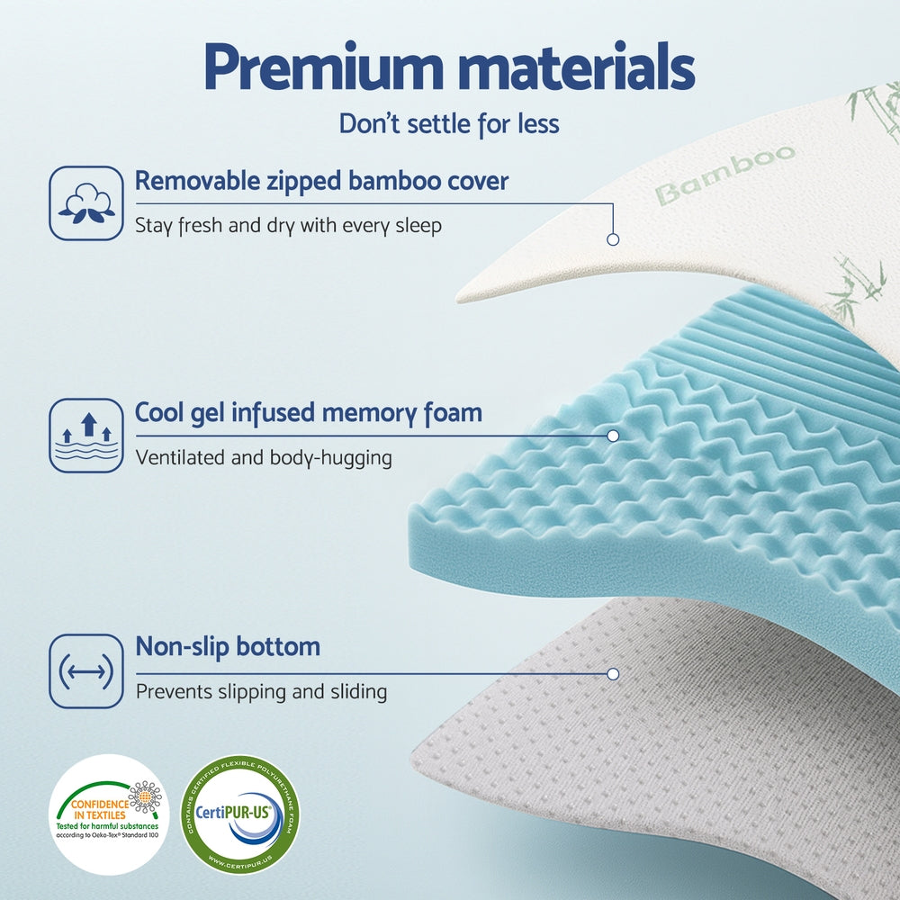 Giselle 5cm Memory Foam Mattress Topper 7-Zone King Single