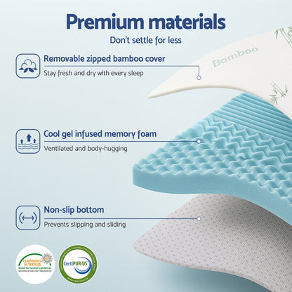 Giselle 5cm Memory Foam Mattress Topper 7-Zone King Single