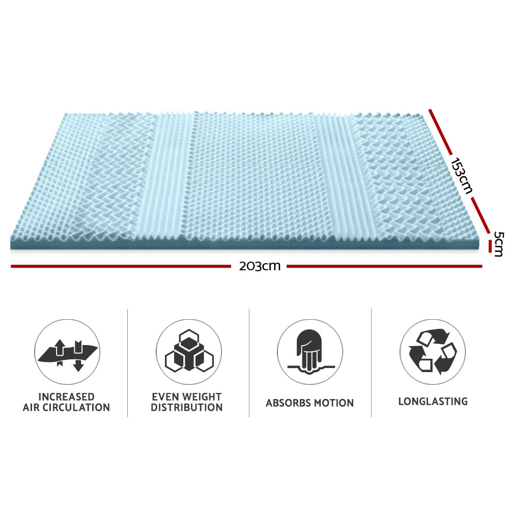 Giselle Bedding Memory Foam Mattress Topper 7-Zone 5cm Queen - SuperSaverAU - view 2