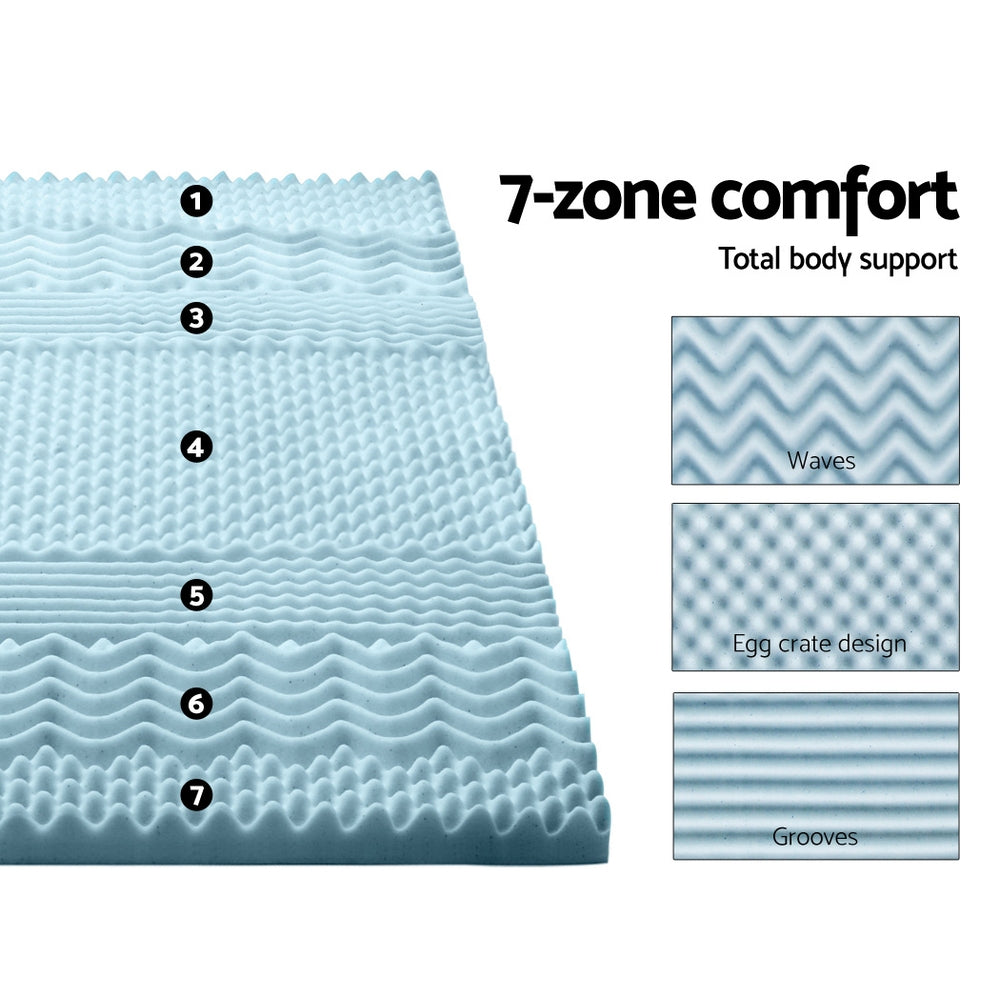 Giselle Bedding Memory Foam Mattress Topper 7-Zone 5cm Queen - SuperSaverAU - view 5