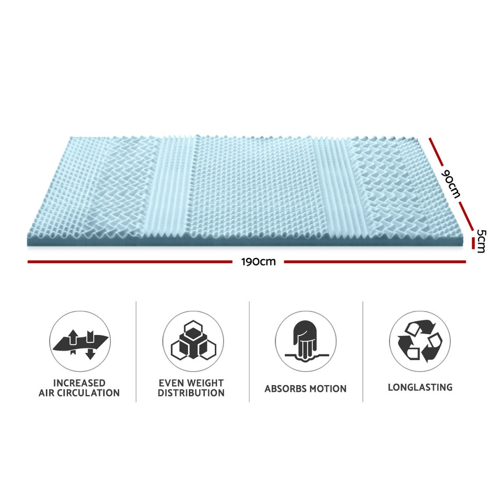 Giselle Bedding Memory Foam Mattress Topper 7-Zone 5cm Single - SuperSaverAU - view 2