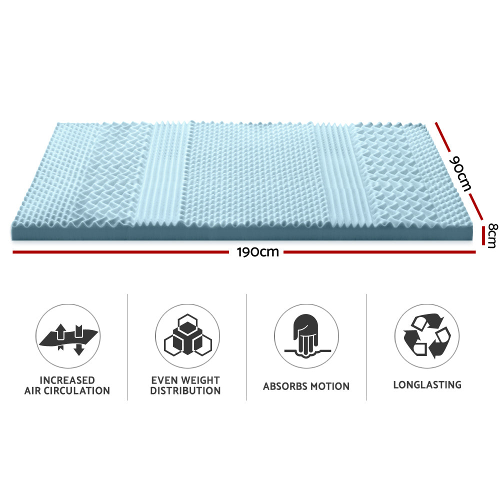 Giselle Bedding Memory Foam Mattress Topper 7-Zone 8cm Single - SuperSaverAU - view 2