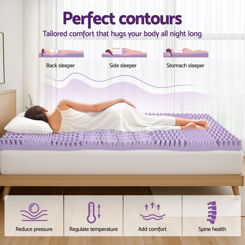 Giselle 8cm Lavender Infused Memory Foam Mattress Topper King Single with Bamboo Cover - SuperSaverAU - view 4