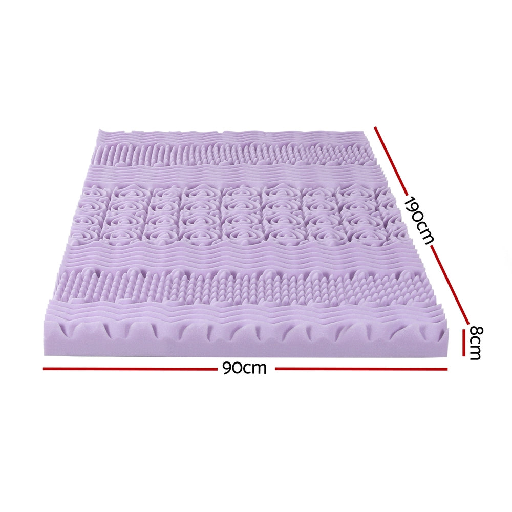 Giselle 8cm Lavender Infused Memory Foam Mattress Topper Single with Bamboo Cover - SuperSaverAU - view 2