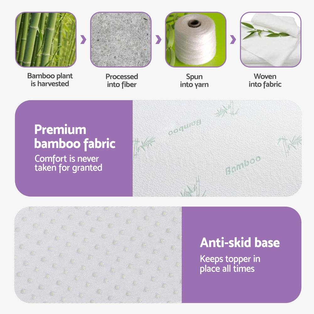 Giselle 8cm Lavender Infused Memory Foam Mattress Topper Single with Bamboo Cover - SuperSaverAU - view 6