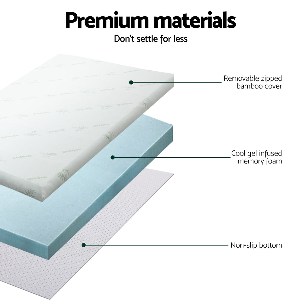Giselle Bedding King Single Cool Gel Memory Foam Mattress Topper 5cm - SuperSaverAU - view 5