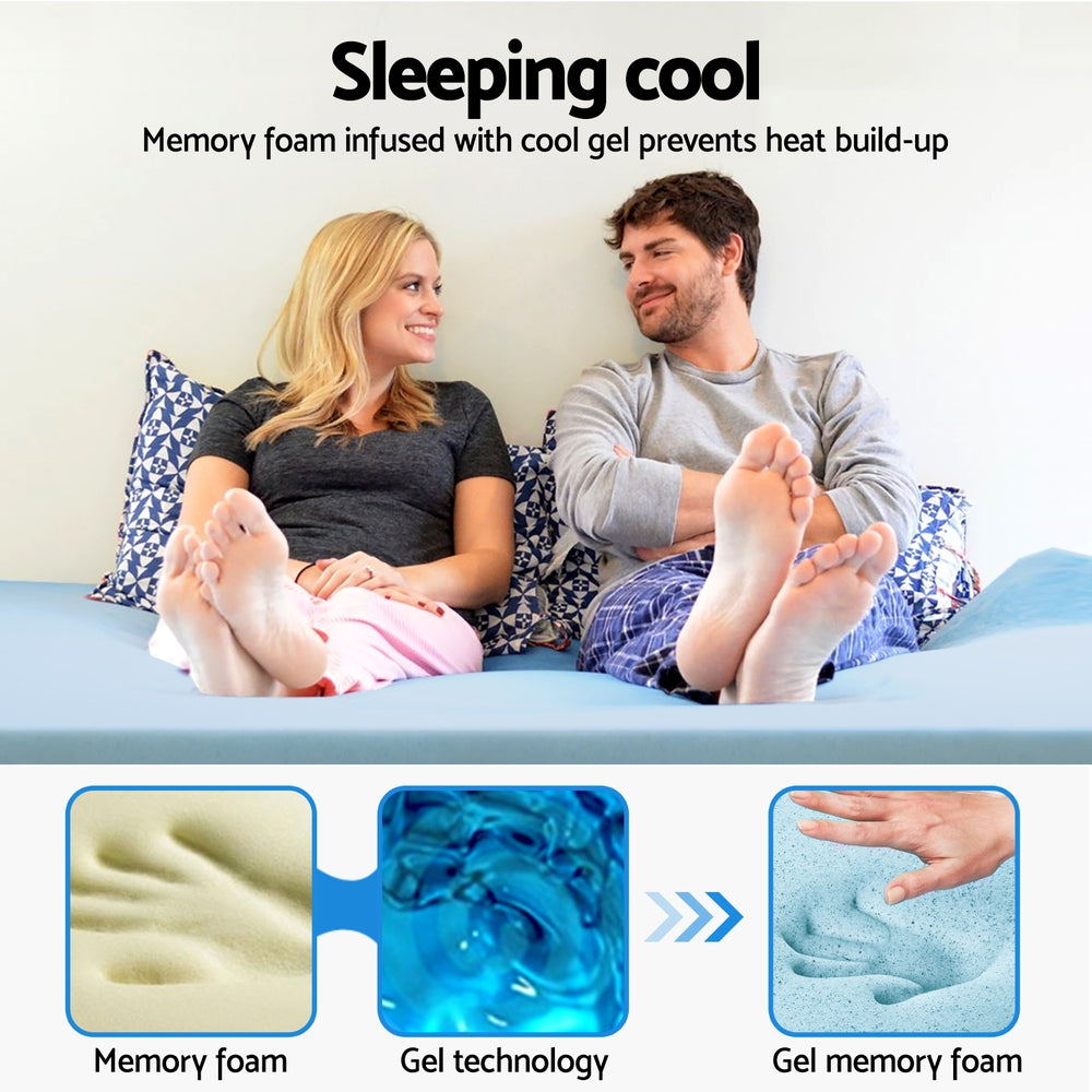 Giselle Bedding King Single Cool Gel Memory Foam Mattress Topper 5cm - SuperSaverAU - view 6