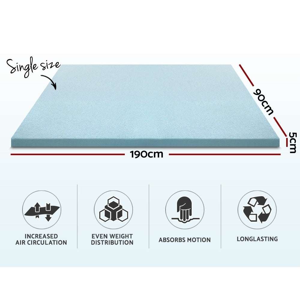 Giselle Bedding Memory Foam Mattress Topper Cool Gel 5cm Single - SuperSaverAU - view 2