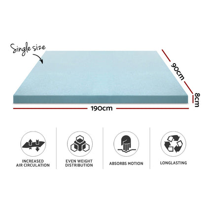 Giselle Bedding Cool Gel Memory Foam Mattress Topper Single