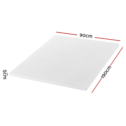Giselle Bedding Egg Crate Mattress Topper - 5cm Single Foam