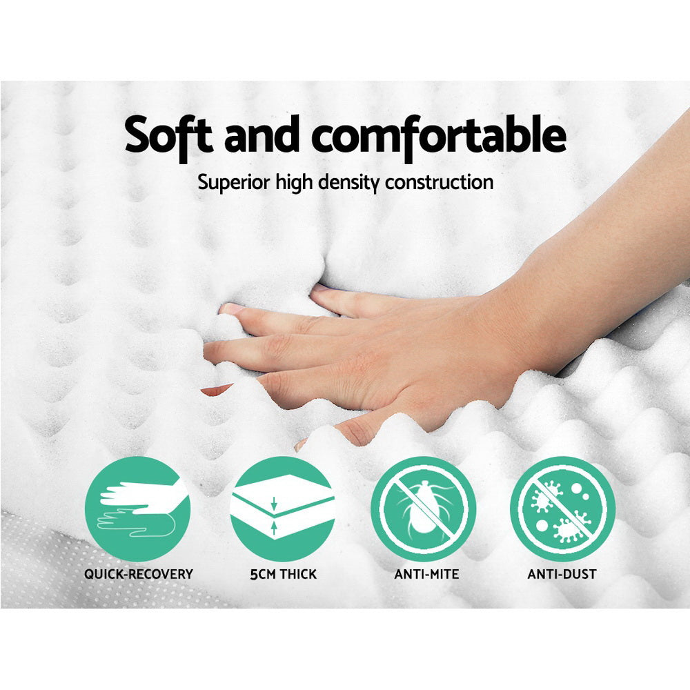 Giselle Bedding Egg Crate Mattress Topper - 5cm Single Foam - SuperSaverAU - view 4