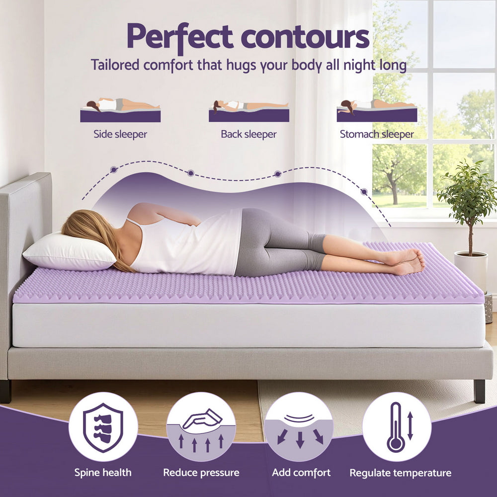 Giselle 5cm Lavender Infused Memory Foam Mattress Topper Double