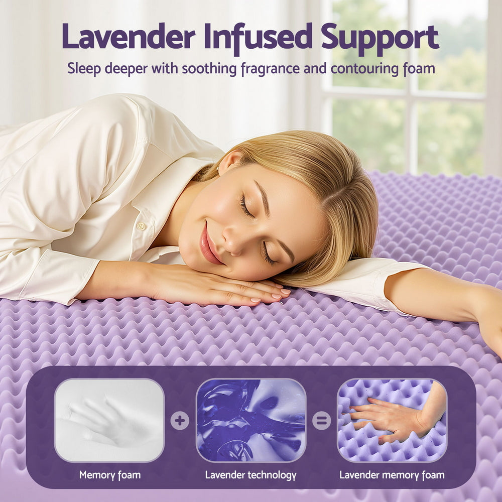 Giselle 5cm Lavender Infused Memory Foam Mattress Topper King - SuperSaverAU - view 5
