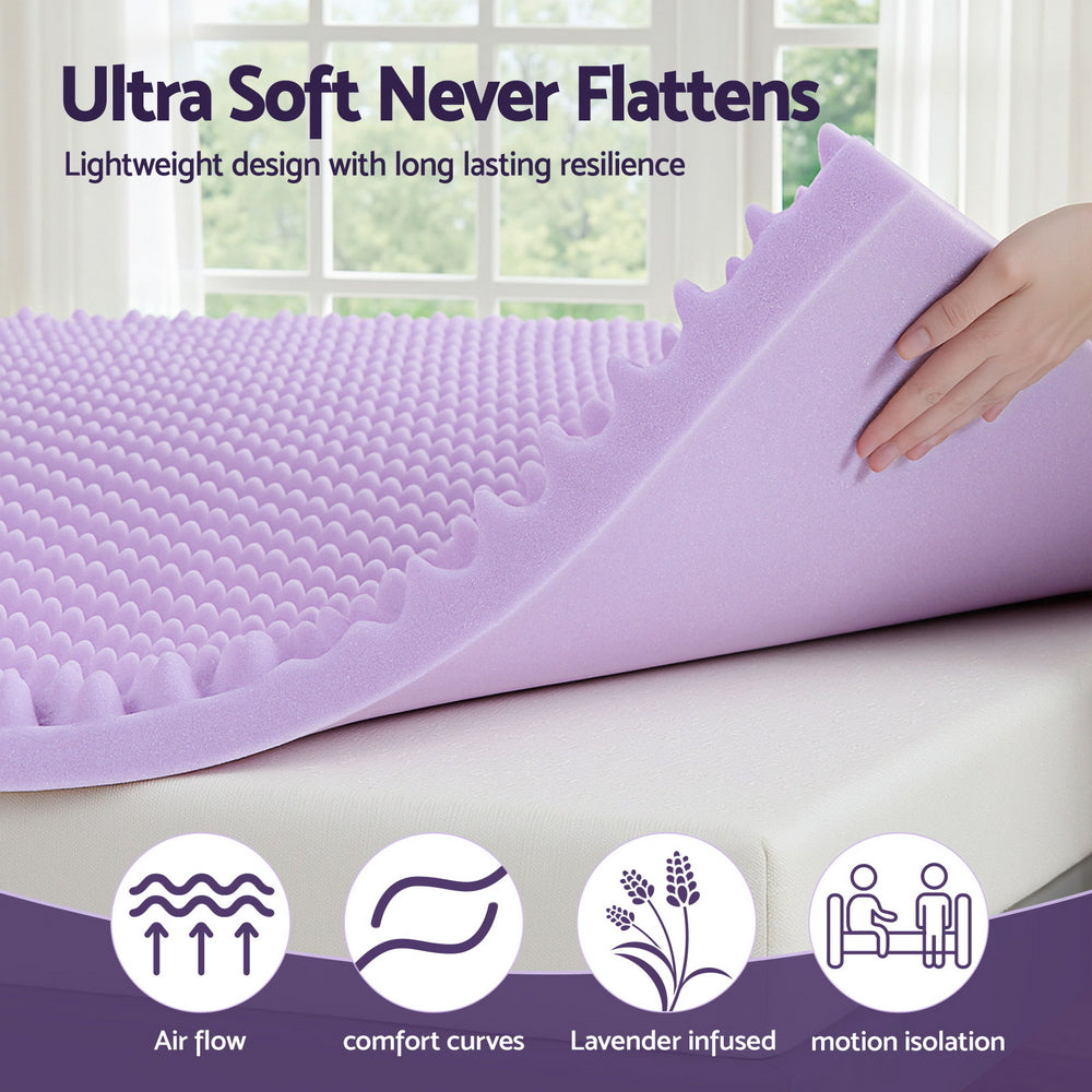 Giselle 5cm Lavender Infused Memory Foam Mattress Topper King - SuperSaverAU - view 6