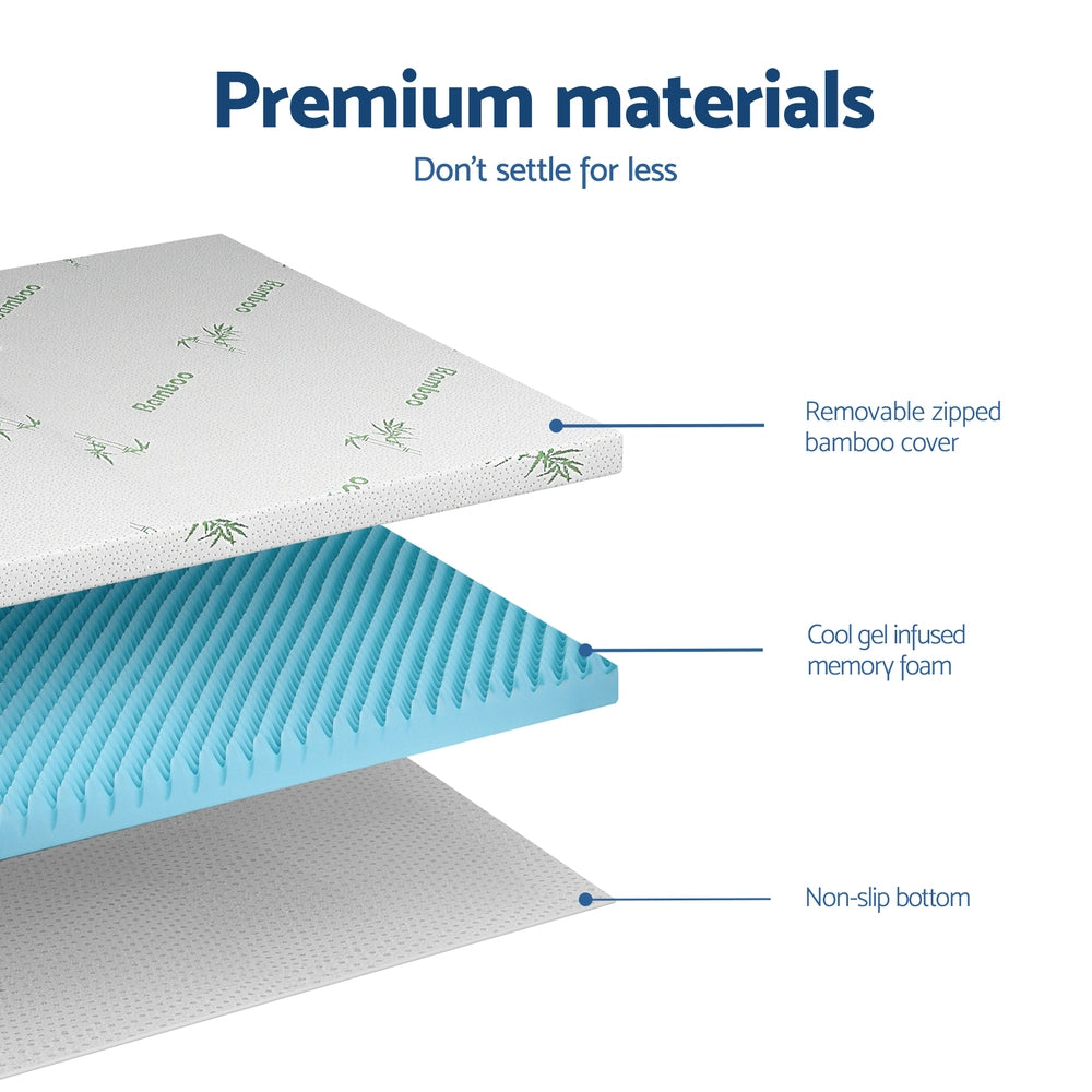 Giselle 8cm Memory Foam Mattress Topper - King Single Size - SuperSaverAU - view 5