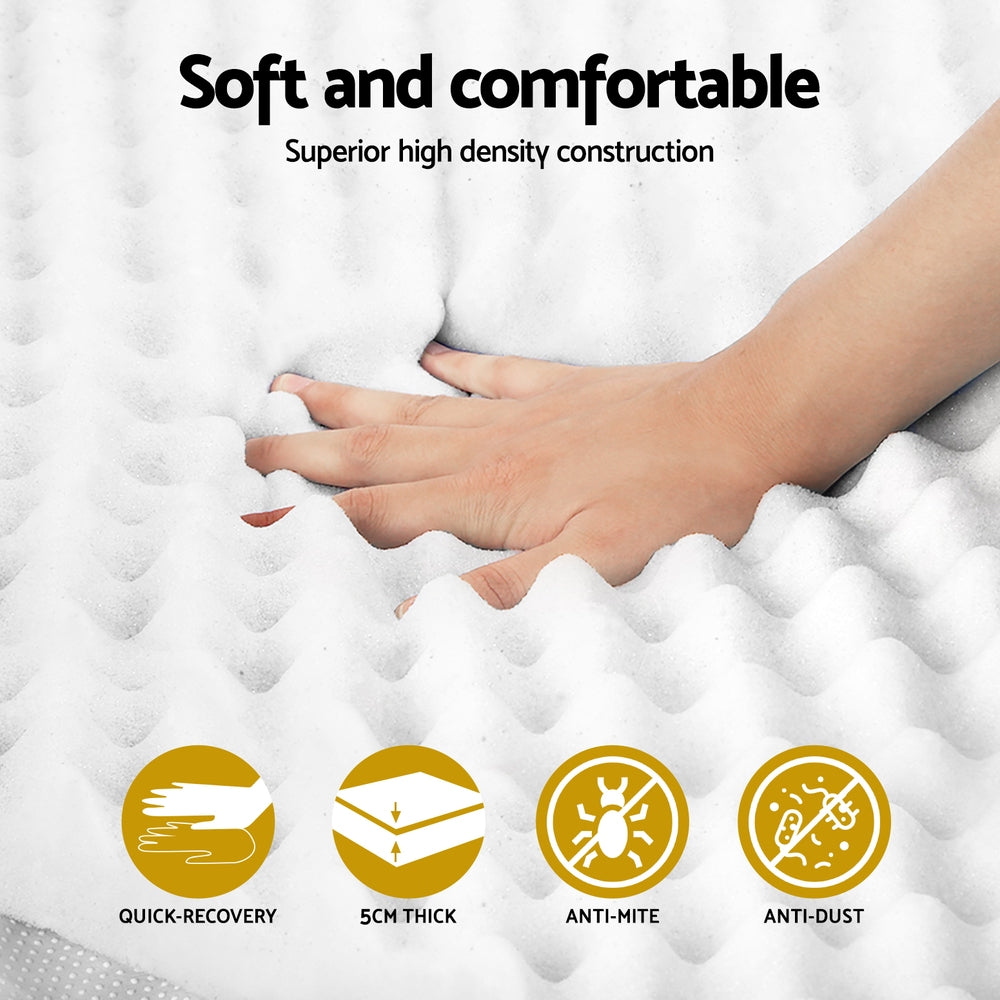 Giselle Bedding King Single Memory Foam Mattress Topper 5cm - Egg Crate Design - SuperSaverAU - view 5