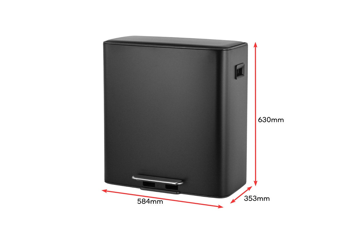 Matt Blatt 56L Dual Compartment Pedal Rubbish Bin (Black)